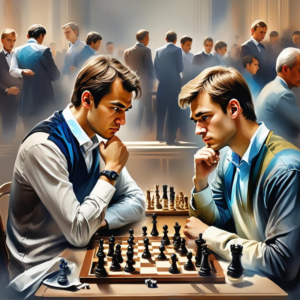Nodirbek Abdusattorov and Margus Carlsen, side by side mid-c...