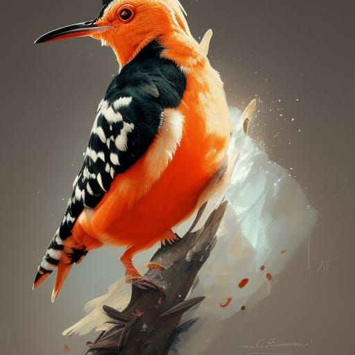 Detailed Hoopoe Portrait in Art Nouveau Style