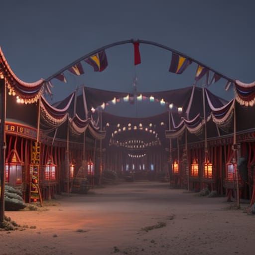 Creepy Carnival Freak Show: Detailed Matte Painting