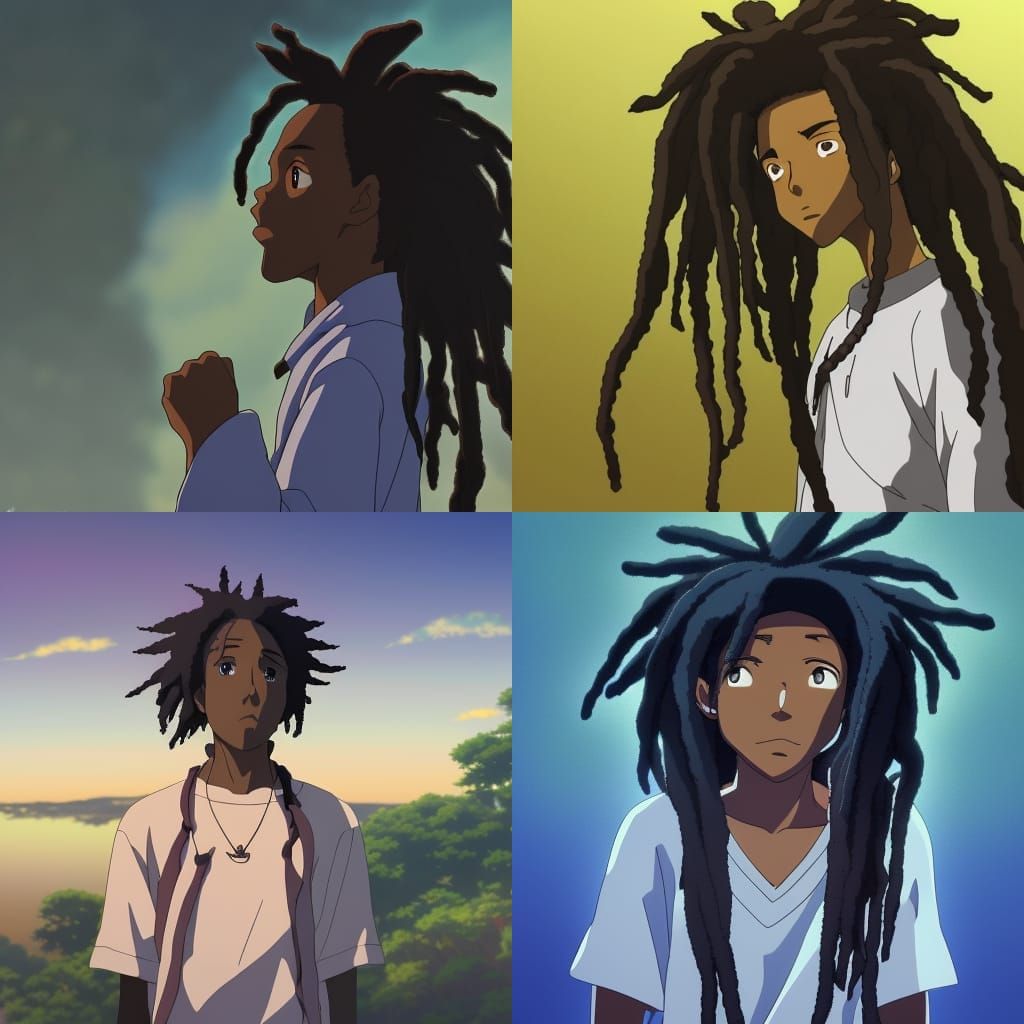 Anime Style Portrait of Boy with Dreads