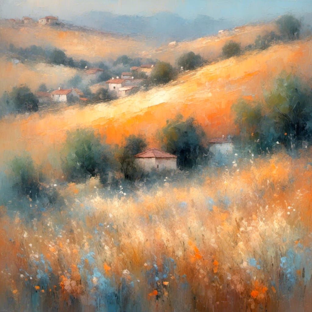 Provence Sunset: An Impressionist Oil Painting