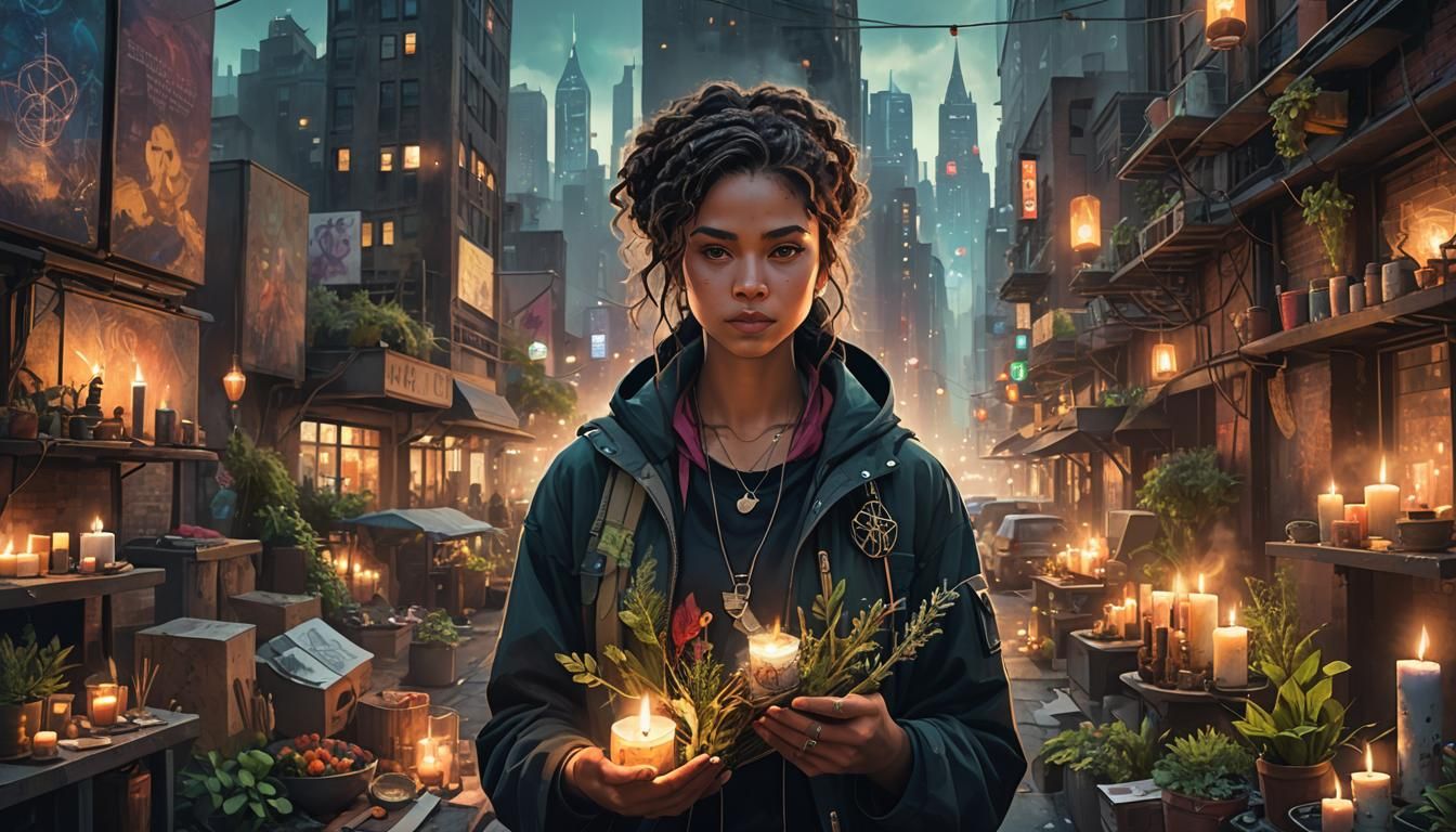 Modern Woman with Magical Objects, Concept Art