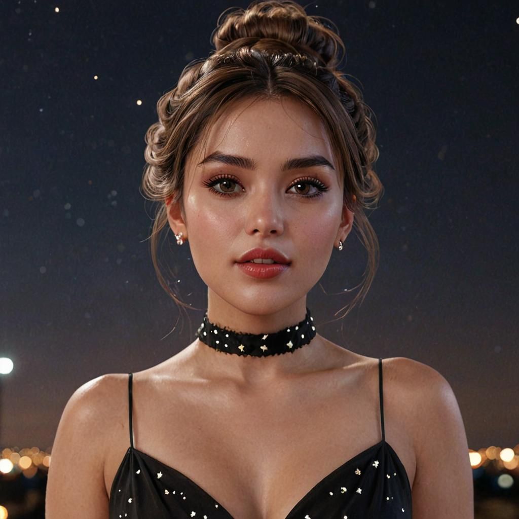 Beautiful Woman with Stars, 3D Game Cinematic Render