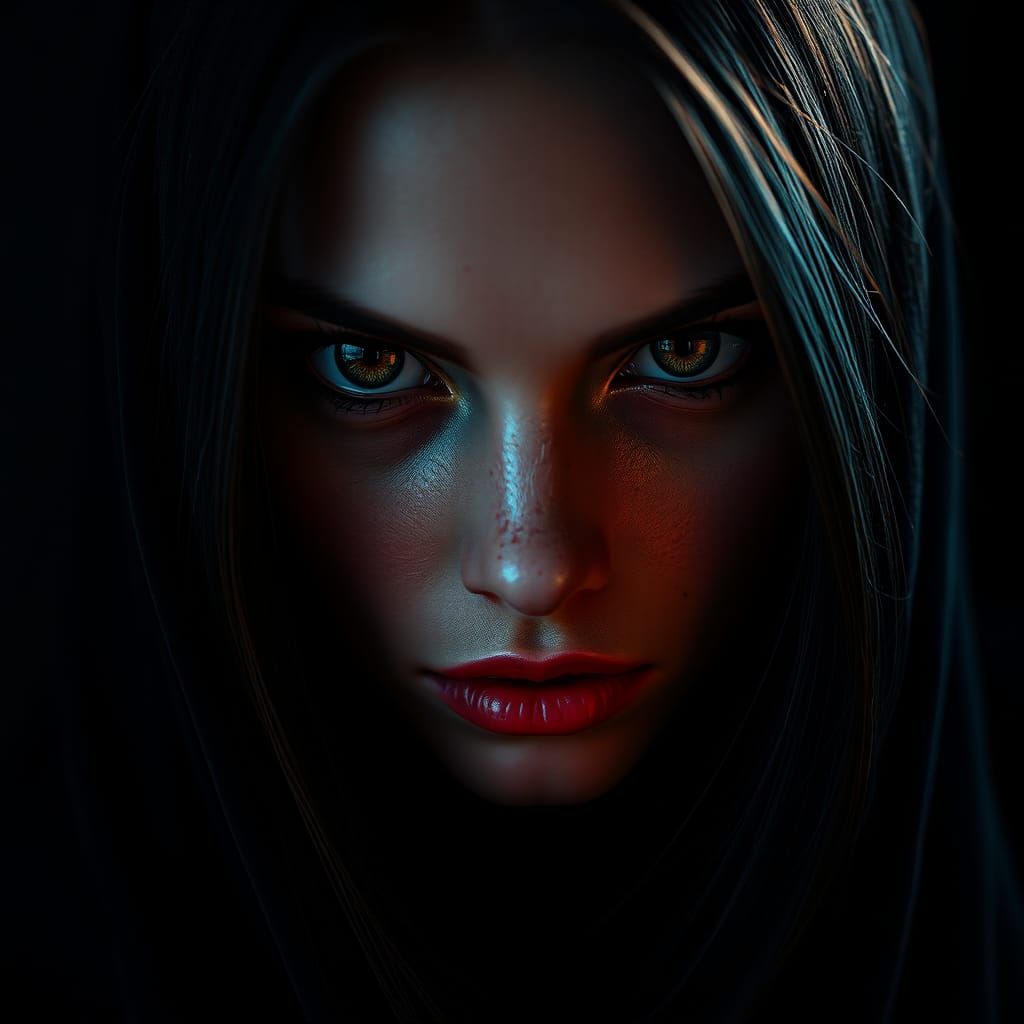 Hyperrealistic Portrait of Girl with Snake Eyes in 8K