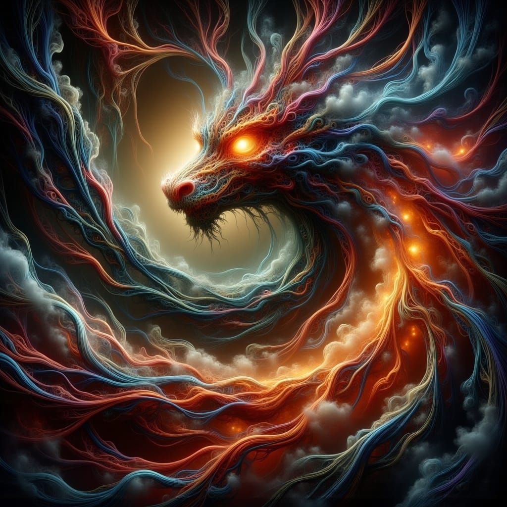 Surreal Dragon in Quantum Fluxus Style