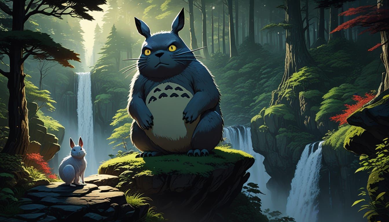 Gothic Totoro Meets Princess Mononoke in Enchanted Forest