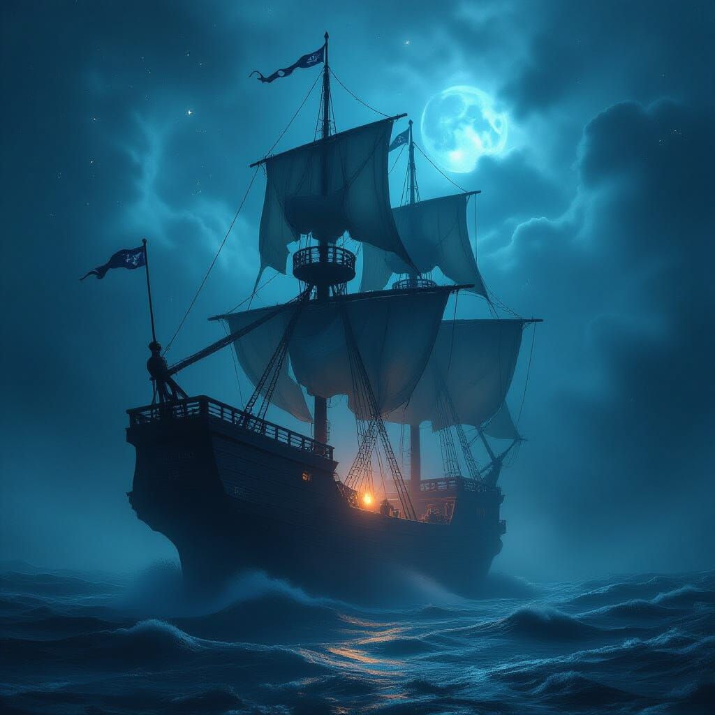 Ghost Galleon in Nebula Sky