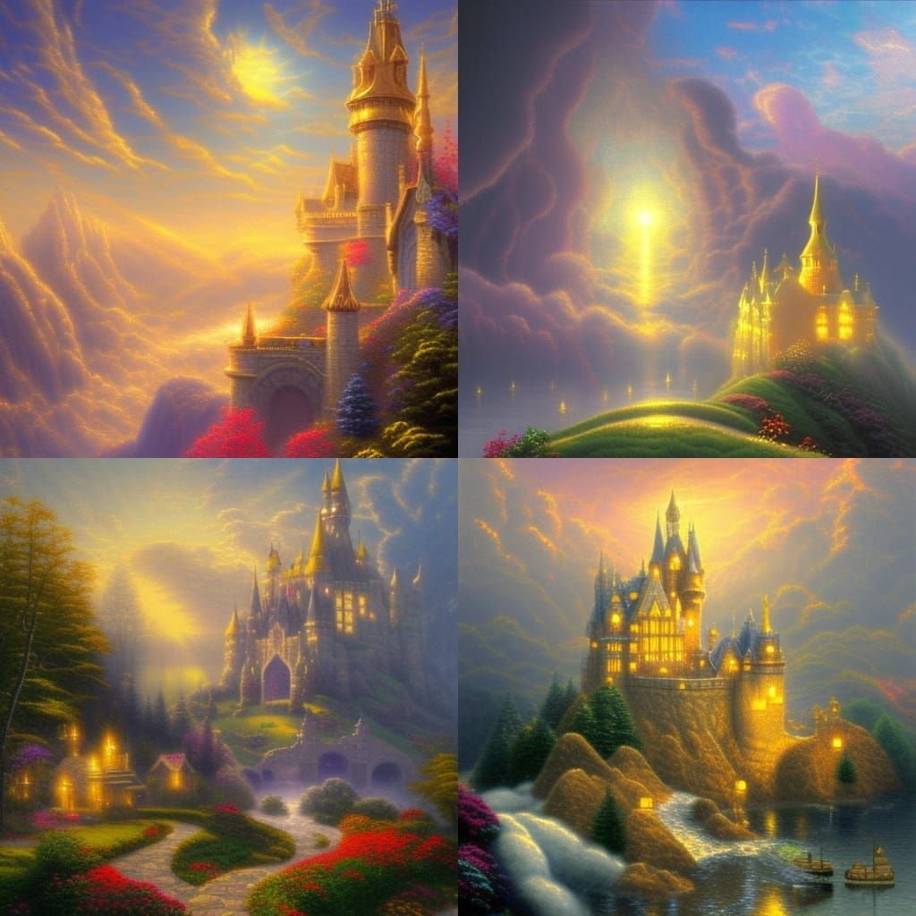 Golden Castle in Ethereal Fantasy Landscape