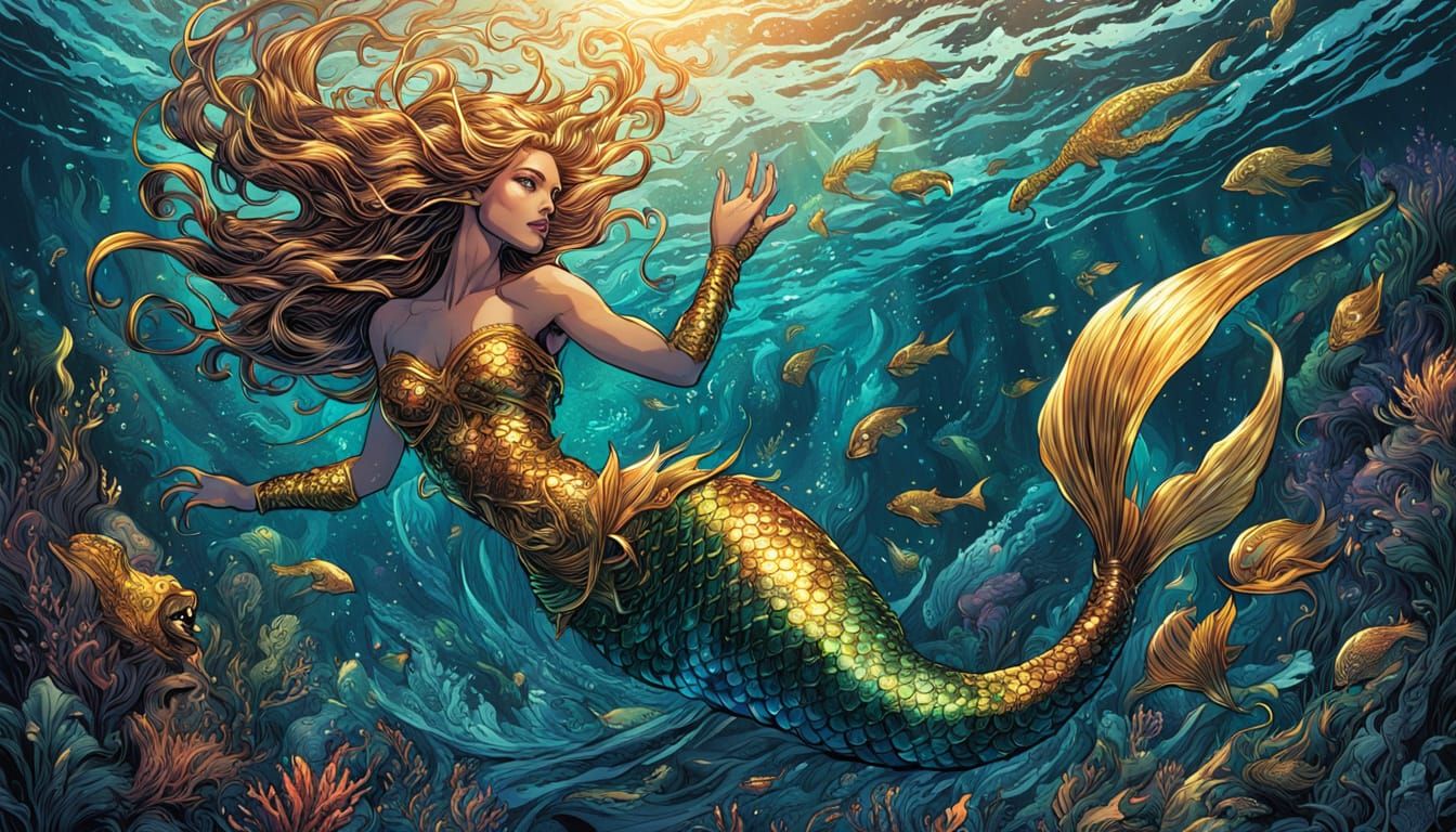 Mermaid Queen in Comic Book Style