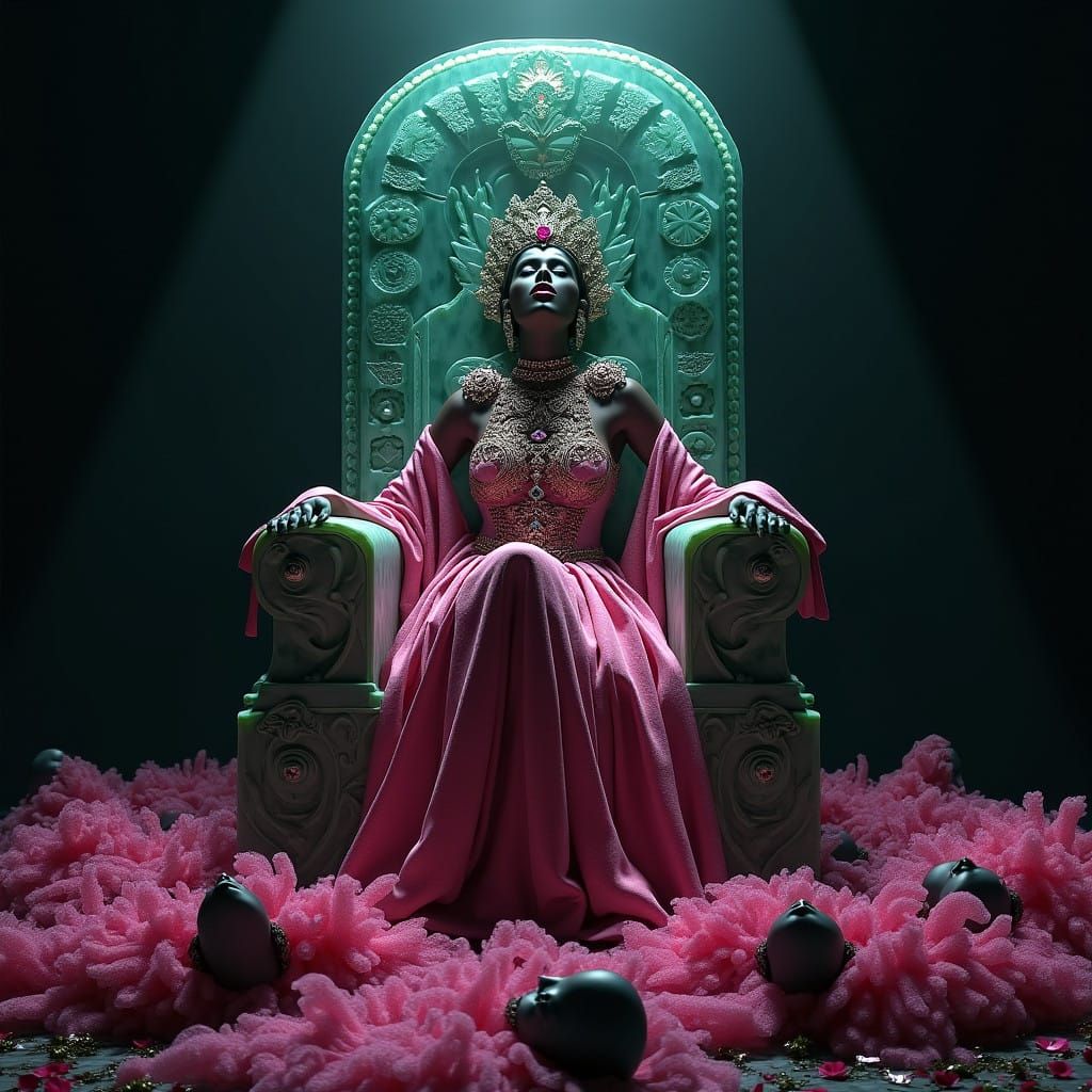 Majestic Black Empress in Jade Throne