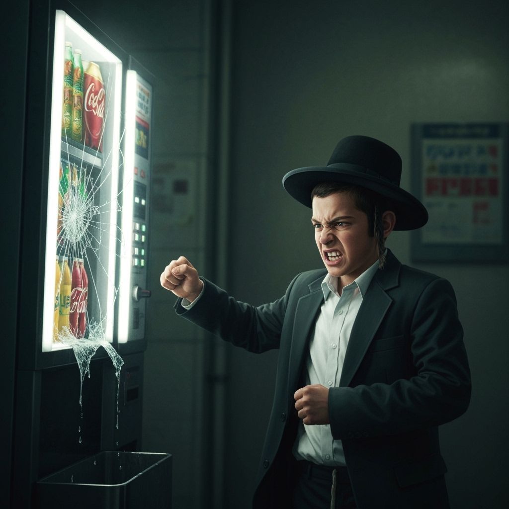 Angry Haredi Man Breaks Drinks Machine