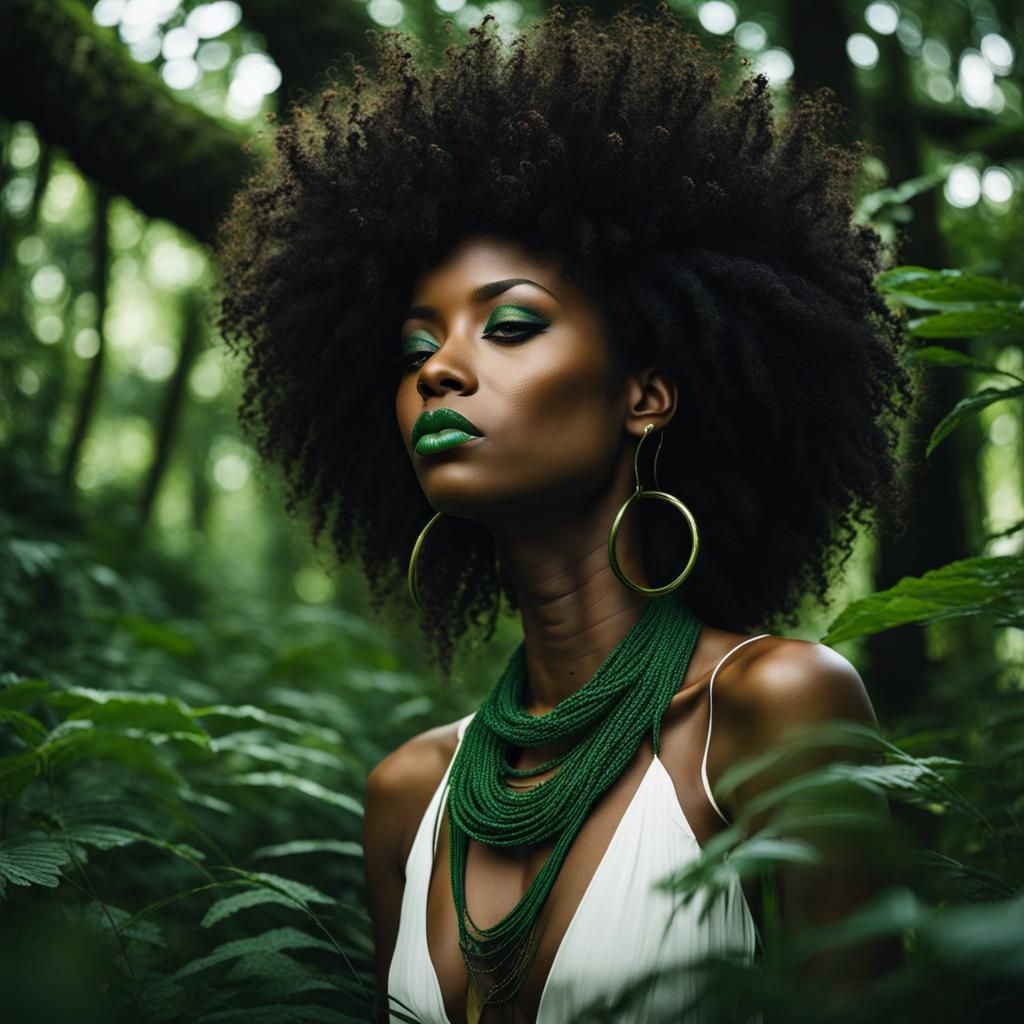 Black Woman: An Afro of Forest Roots