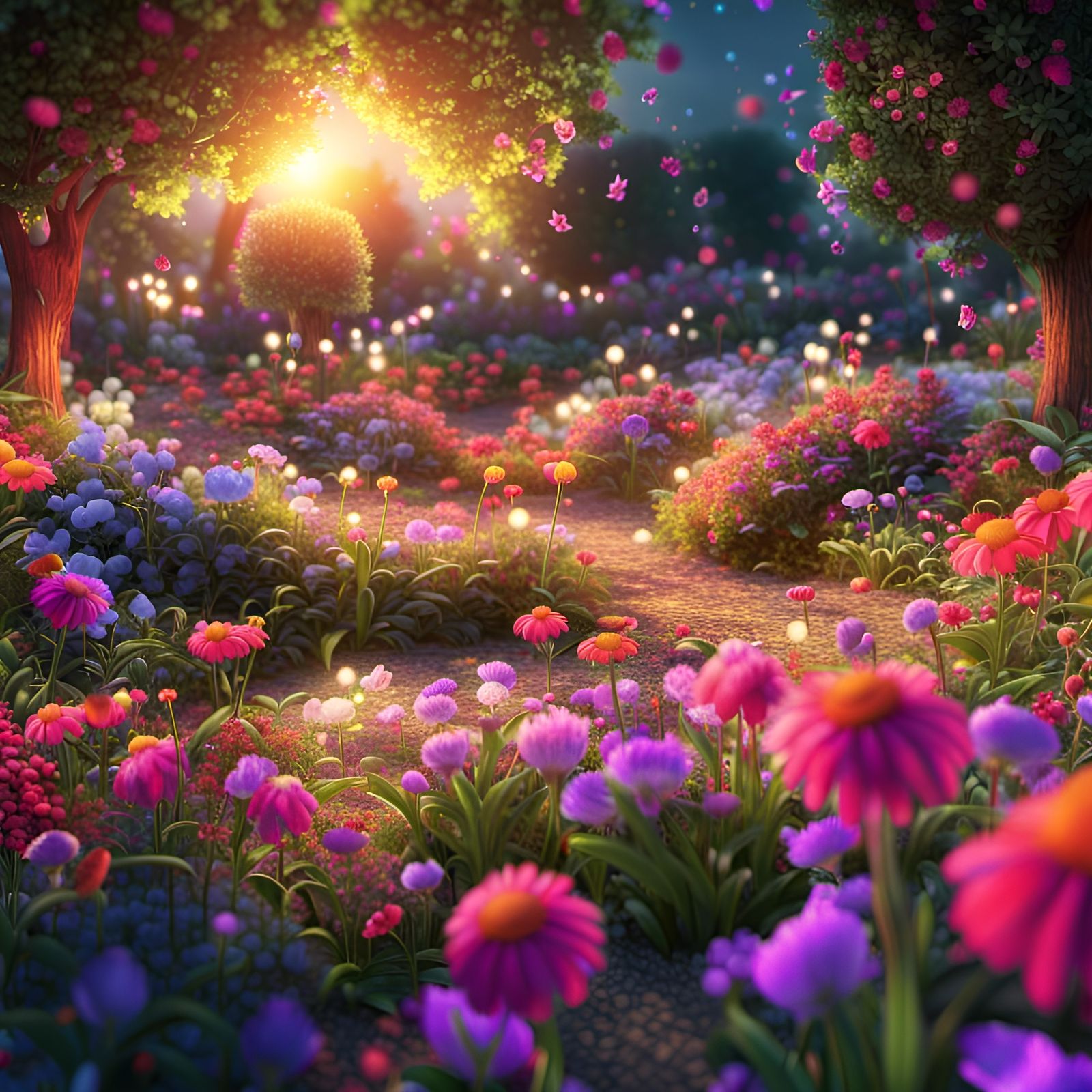 Glowing Flower Garden in 8K Resolution