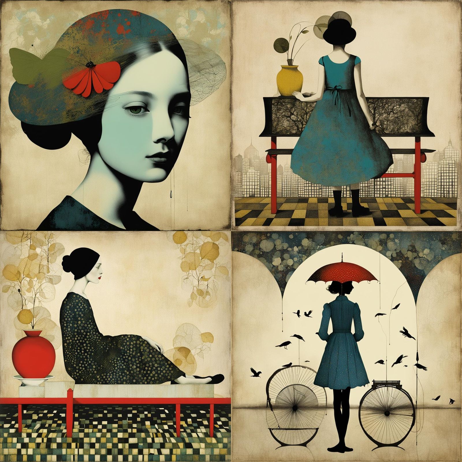 Girl in Surreal Graphic Art Style