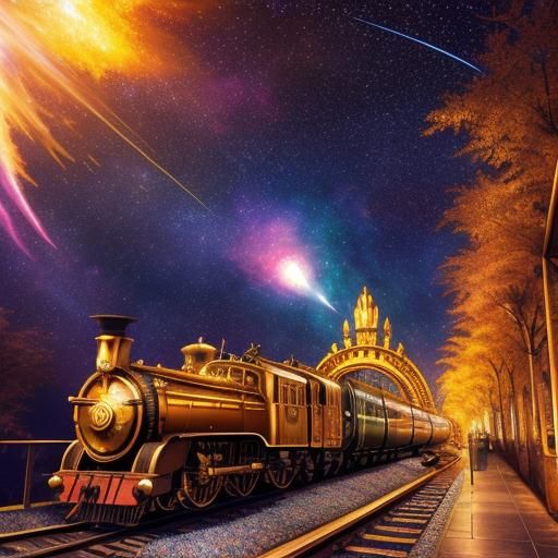 Golden Galleons Sailing Under Starry Skies
