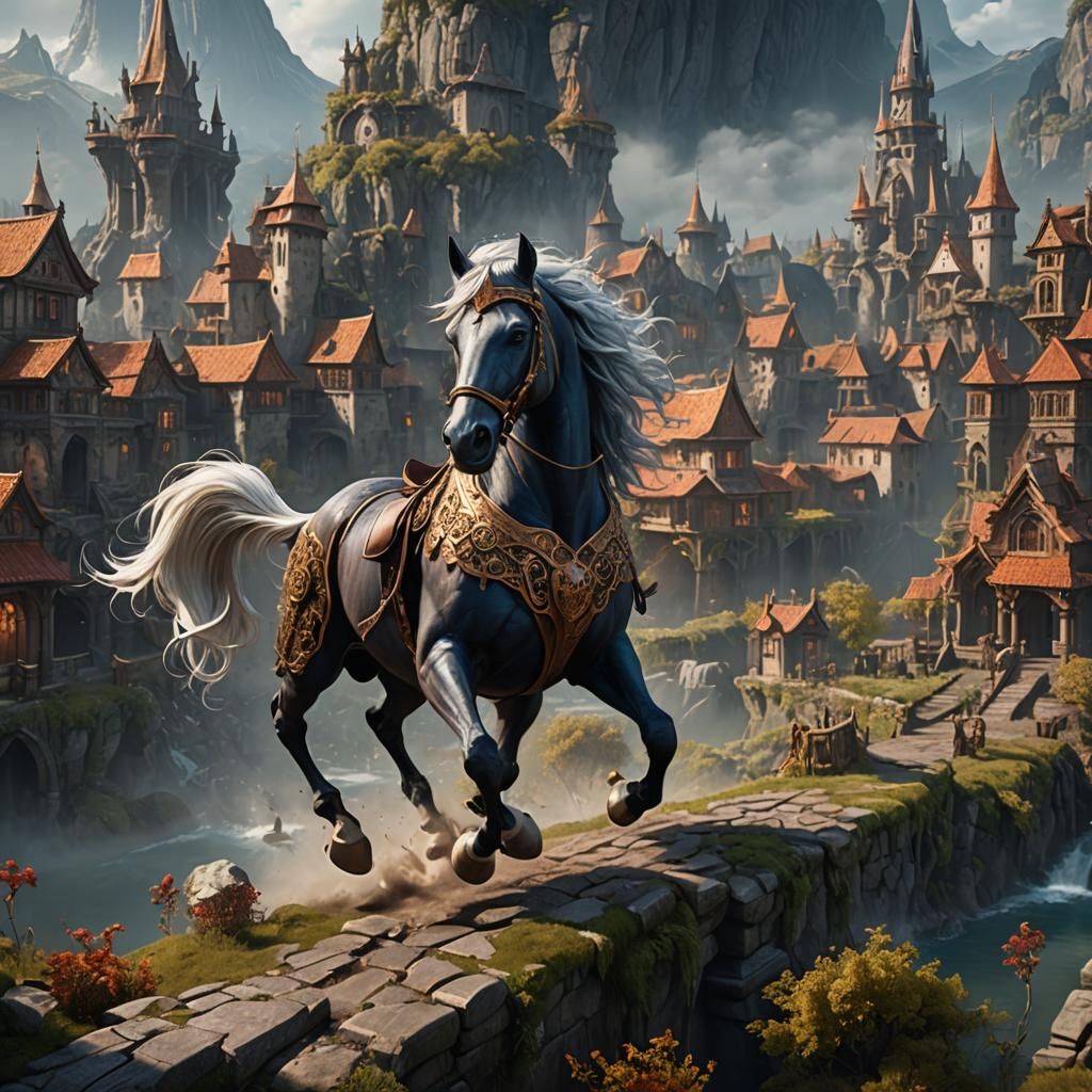 Fantastical Flying Horse Concept Art in 8k
