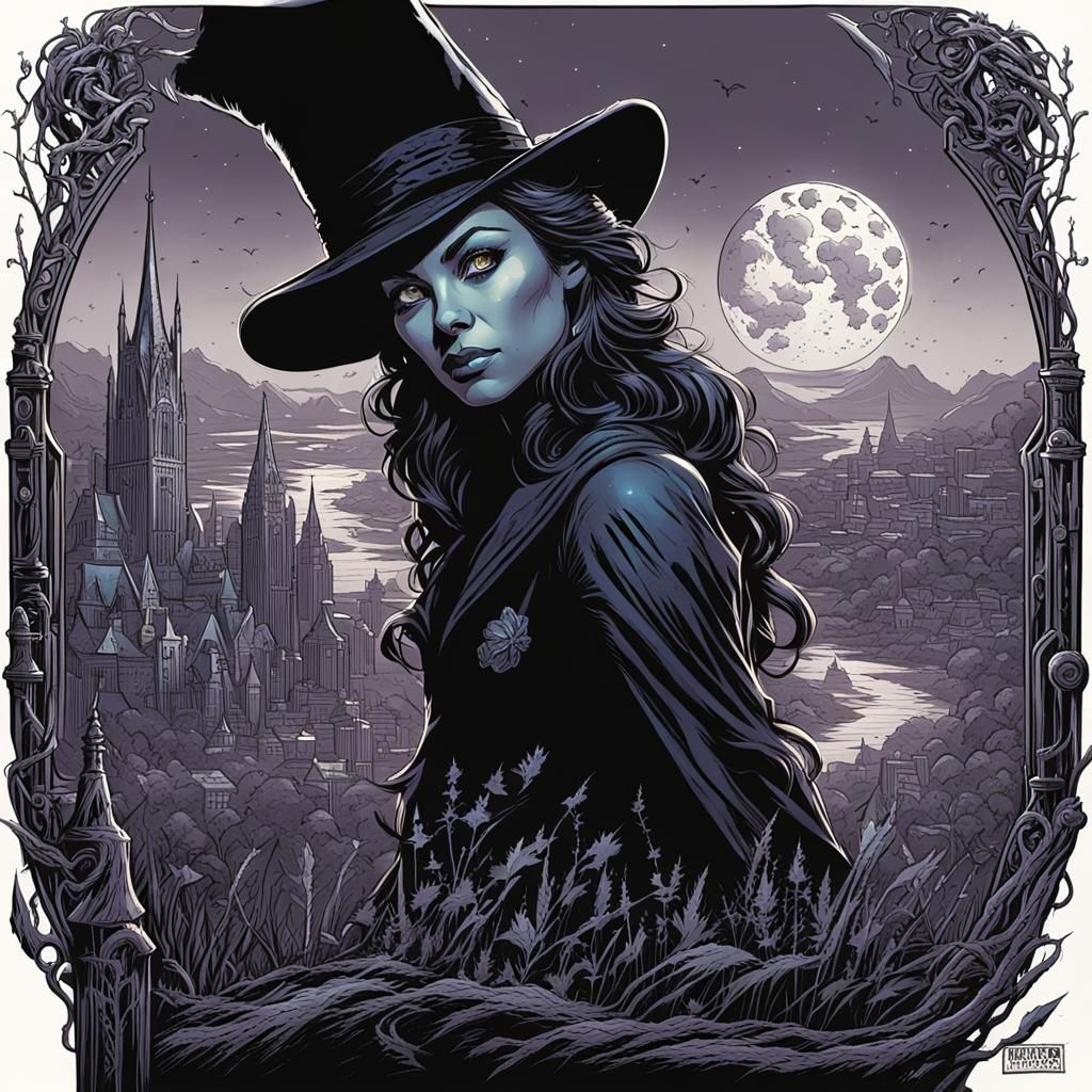 Elphaba Portrait in Comic Book Art Style