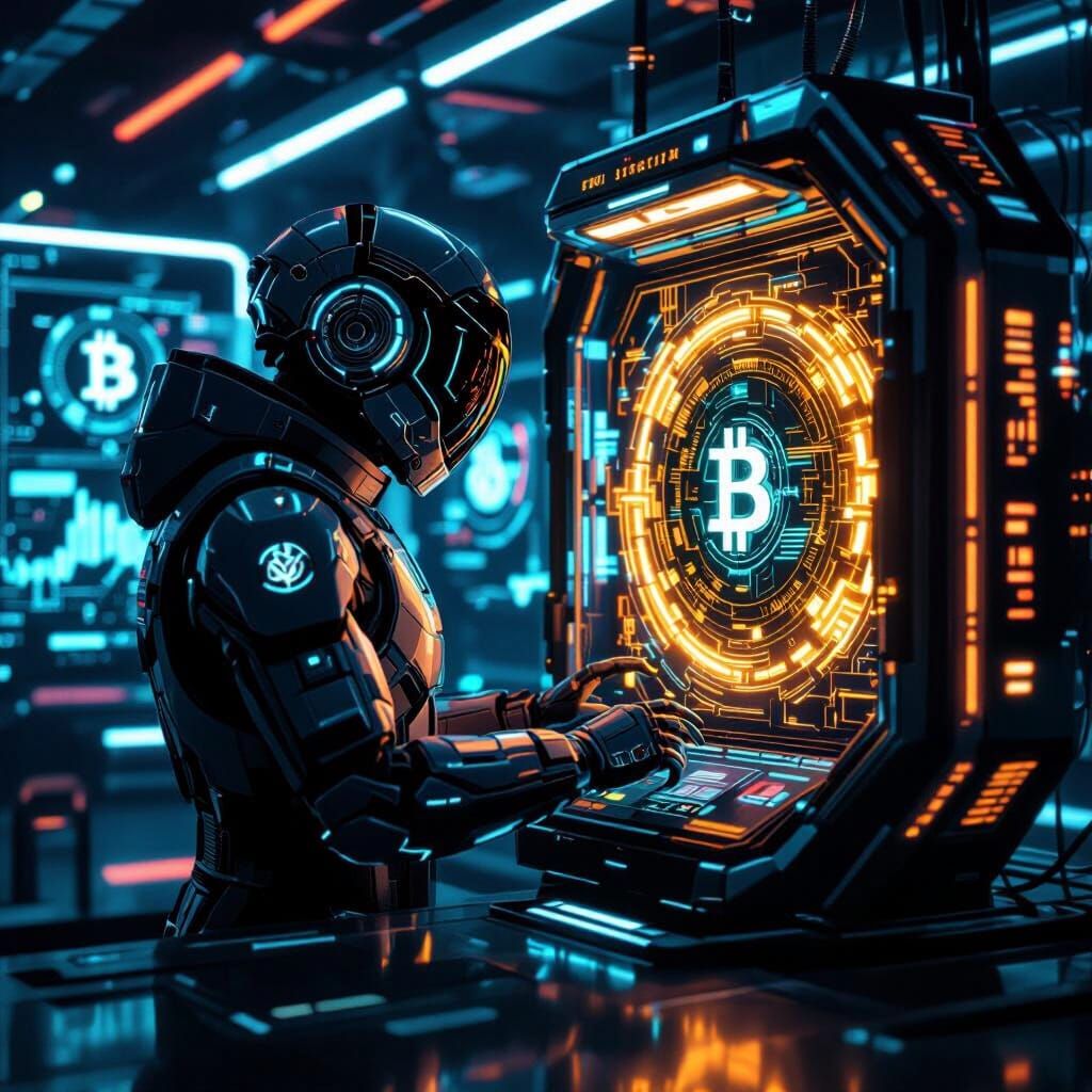 Futuristic Crypto Investment Scene in Cyberpunk Style