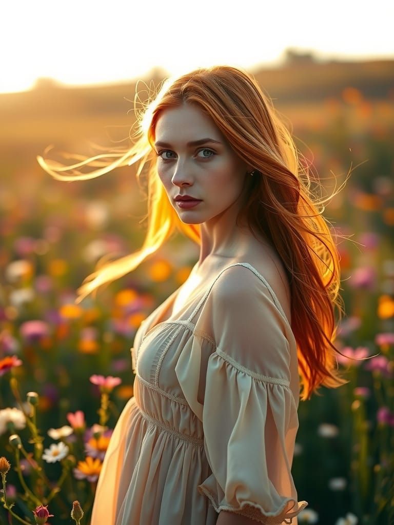 Redhead in Wildflowers: Inspired by Fashion Photography