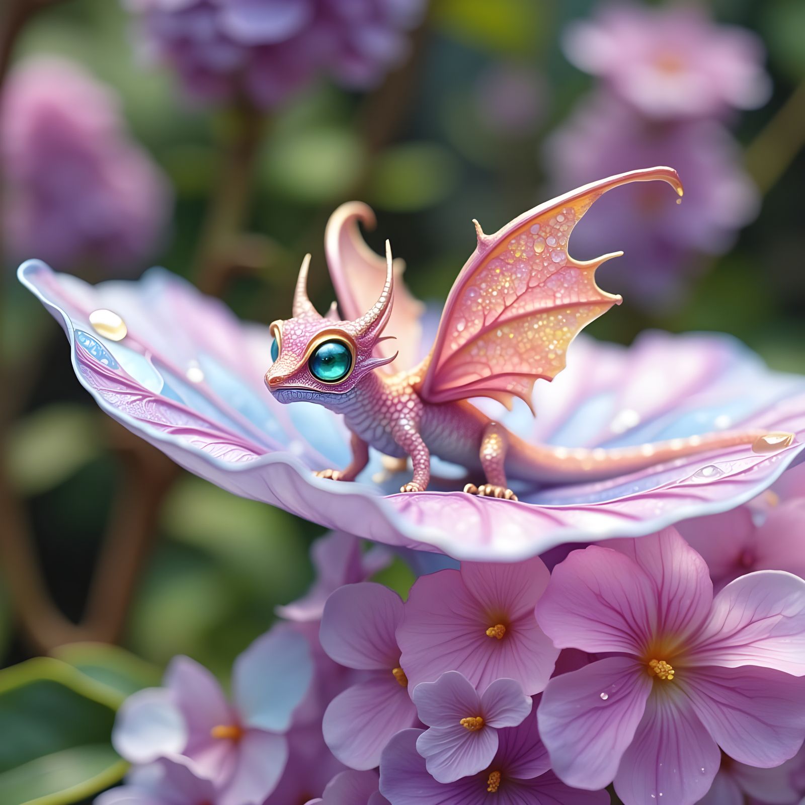 Enchanted Lilac Blooms with Majestic Dragons
