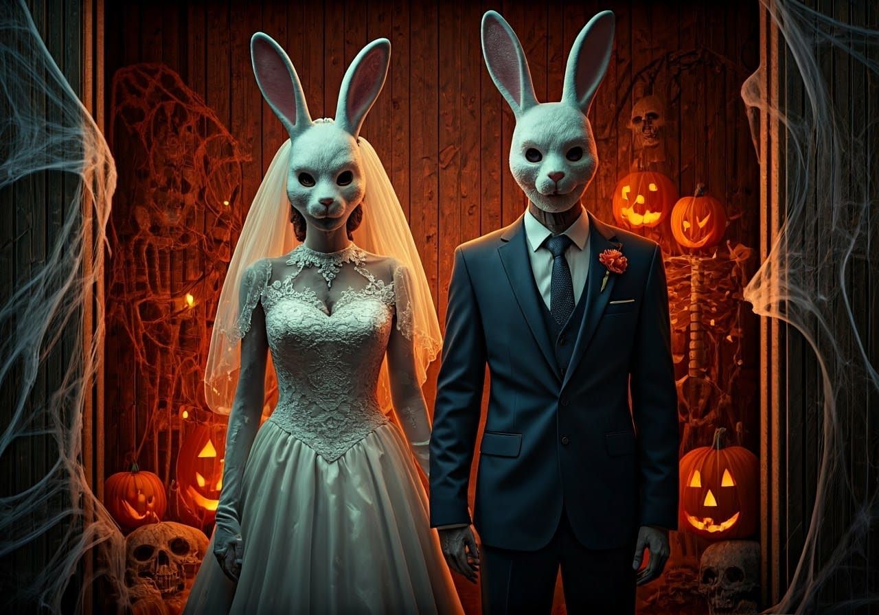 Macabre Halloween Wedding with Undead Rabbits