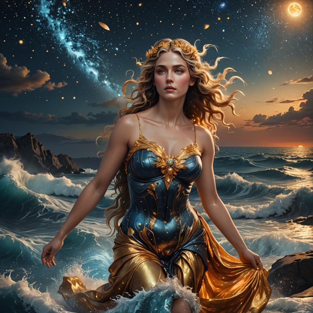 Aphrodite Rising: Hyperrealistic Olympian Goddess Portrait