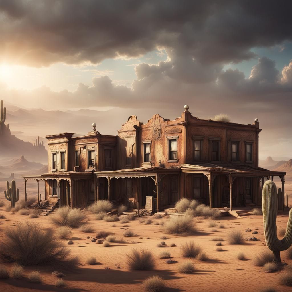 Epic Desert Ghost Town Digital Matte Painting