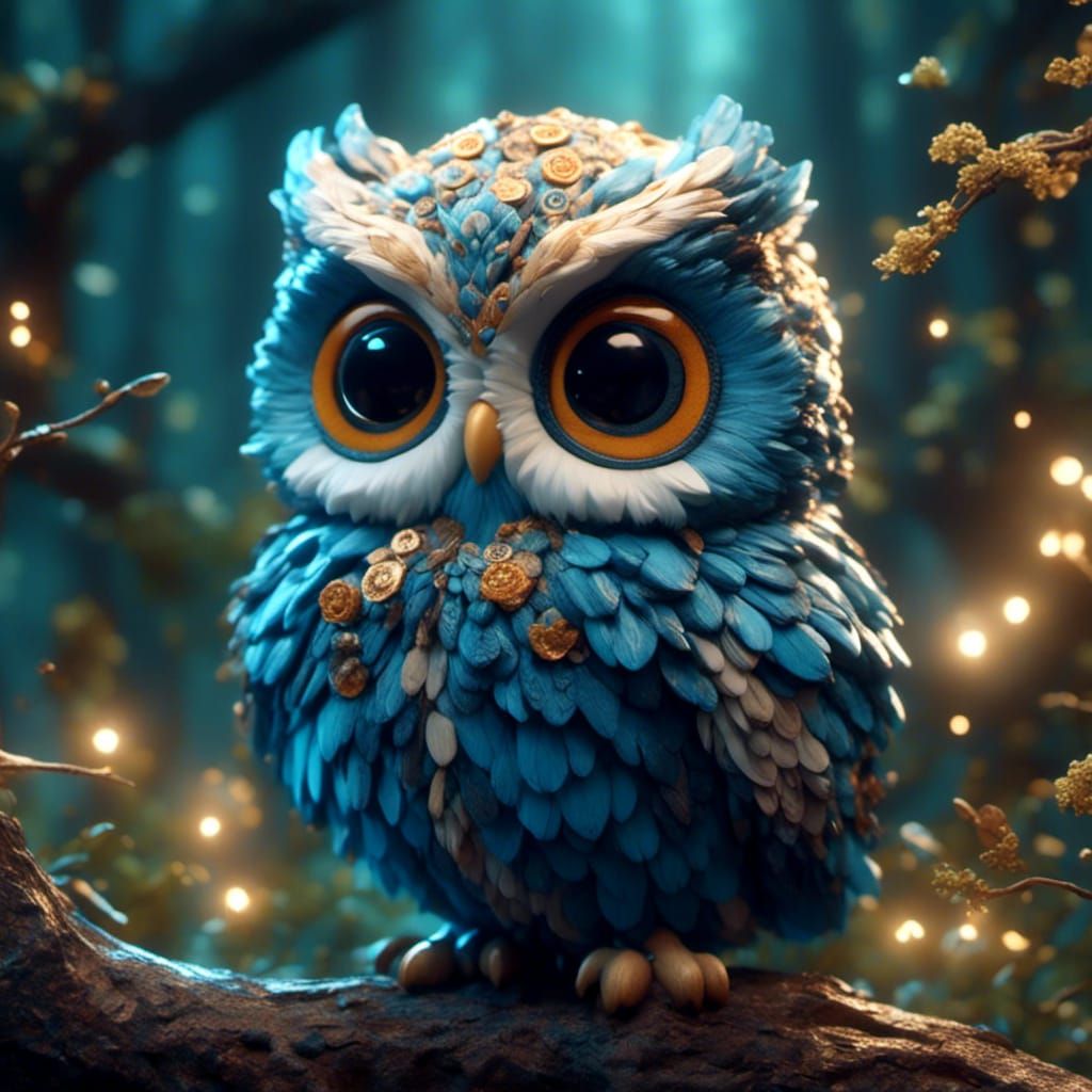 Cute little blue owl