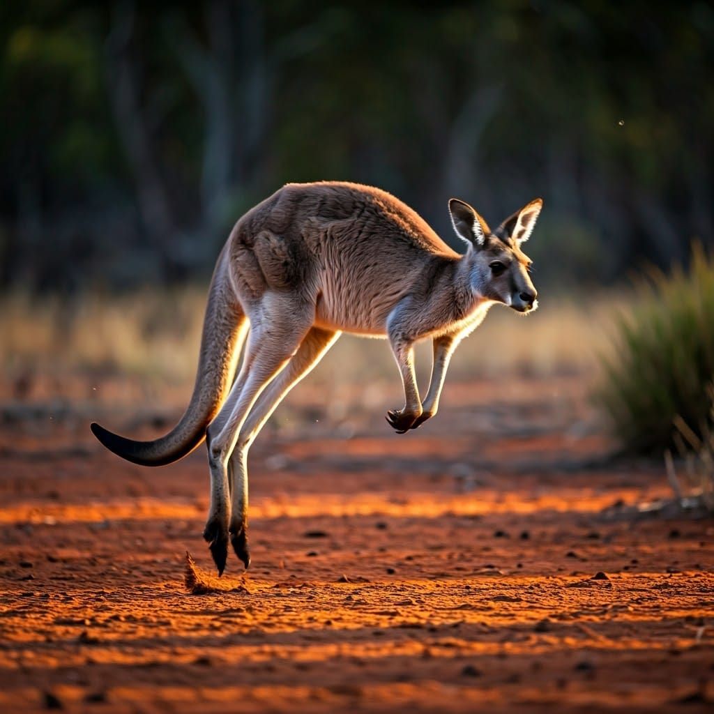 Hyperrealistic Kangaroo Bounding Through Open Landscape