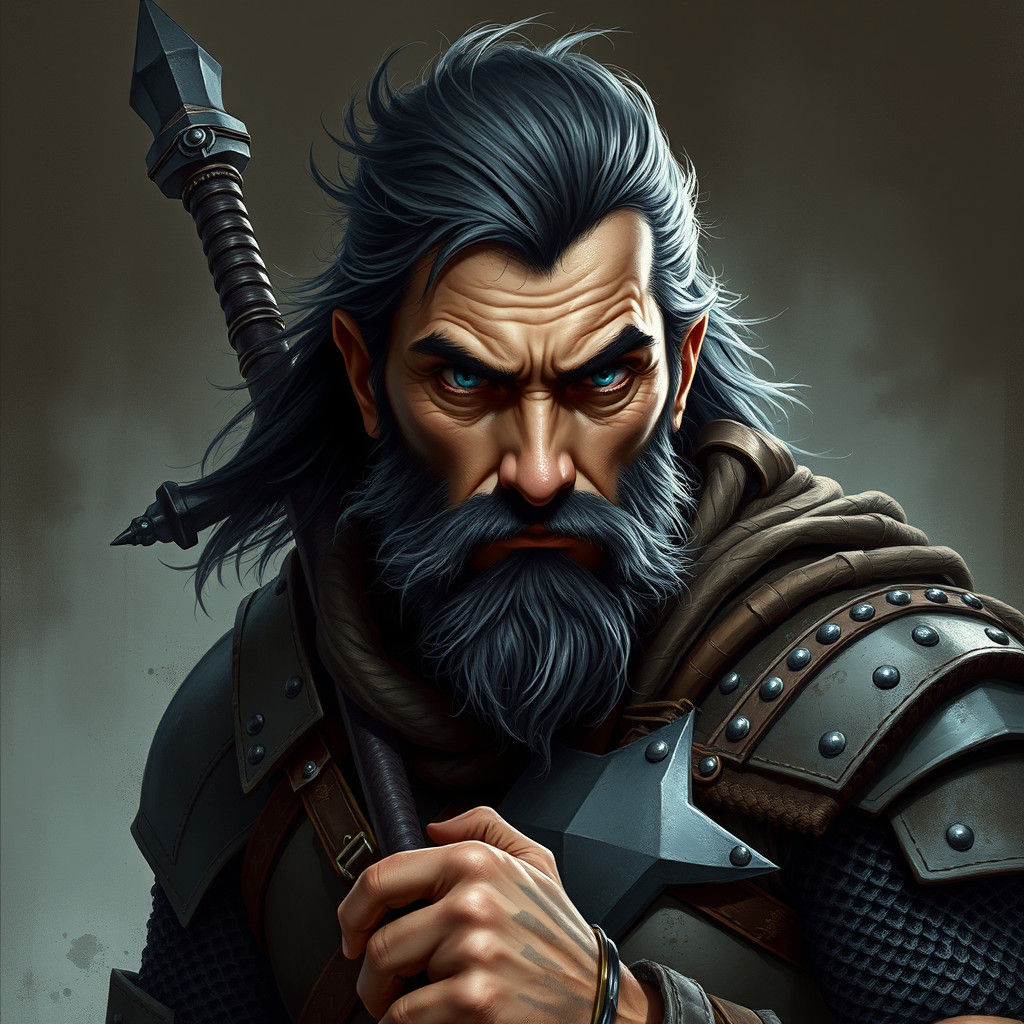 Gritty Warrior in Dark Age Fantasy Style