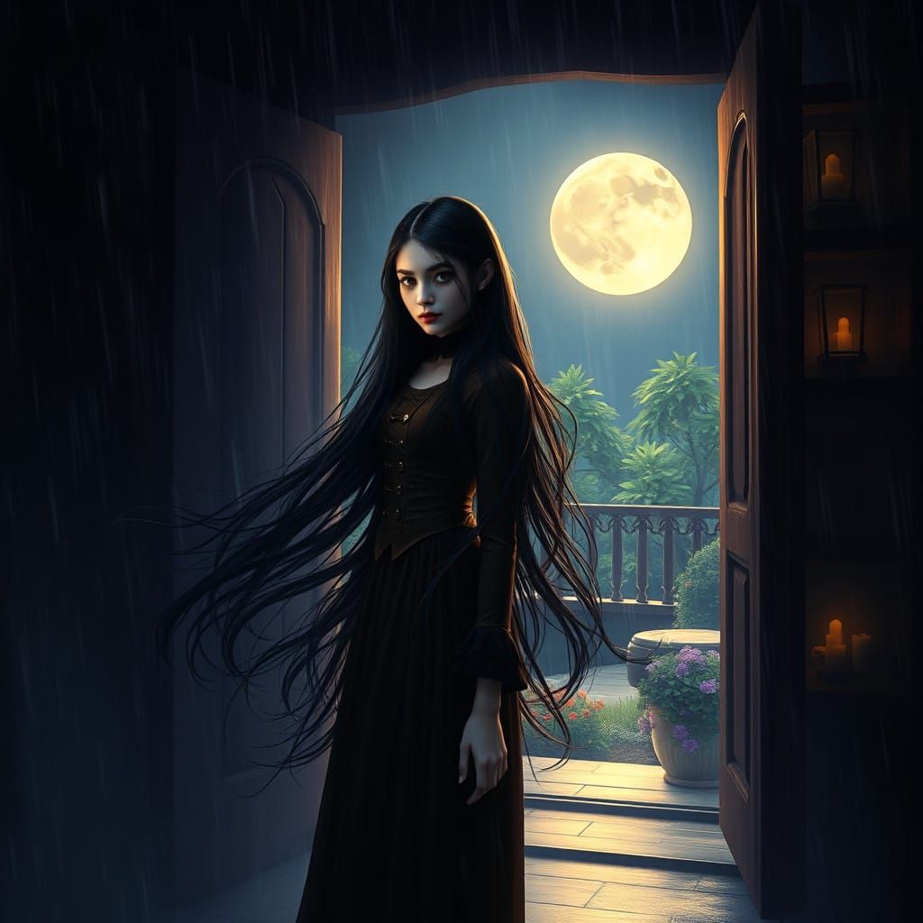 Enigmatic Victorian Lady in a Dreamlike Garden