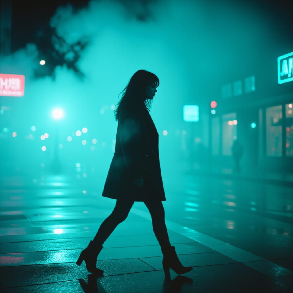 Intense Walk: Retro Aesthetic in Black and White