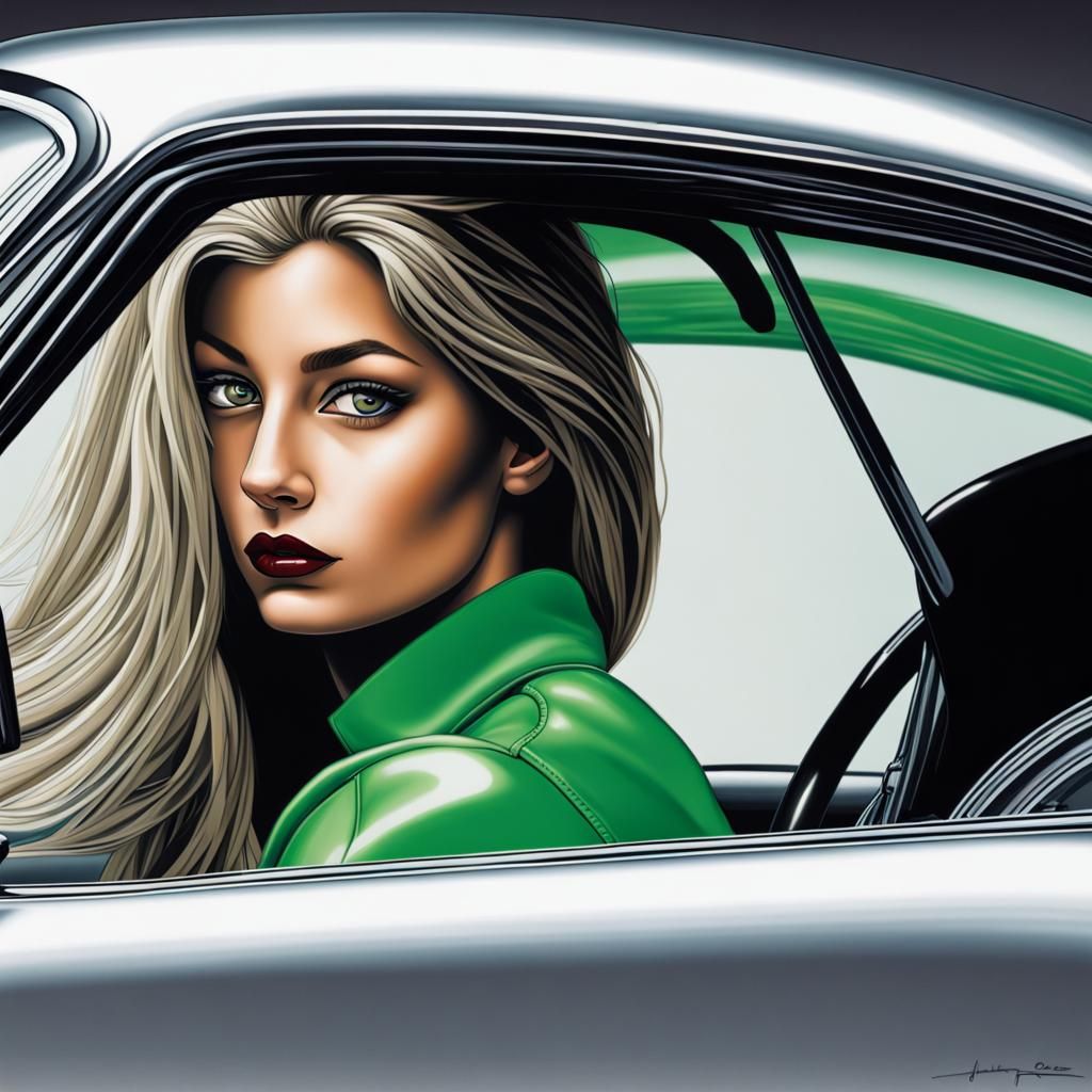 Teenage Girl Magically Bending a Porsche: Hyperrealistic Por...