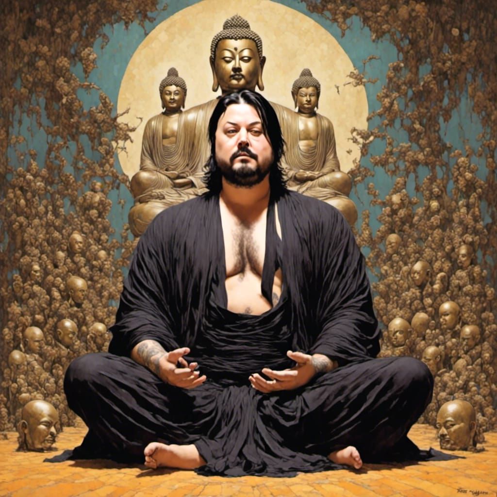 Person as Buddha with Retro Rockabilly Elements