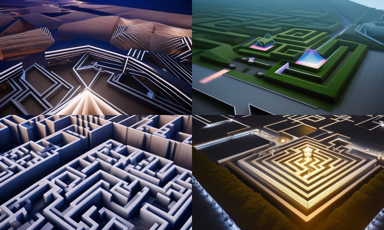 3D Maze Pyramid with Volumetric Lighting