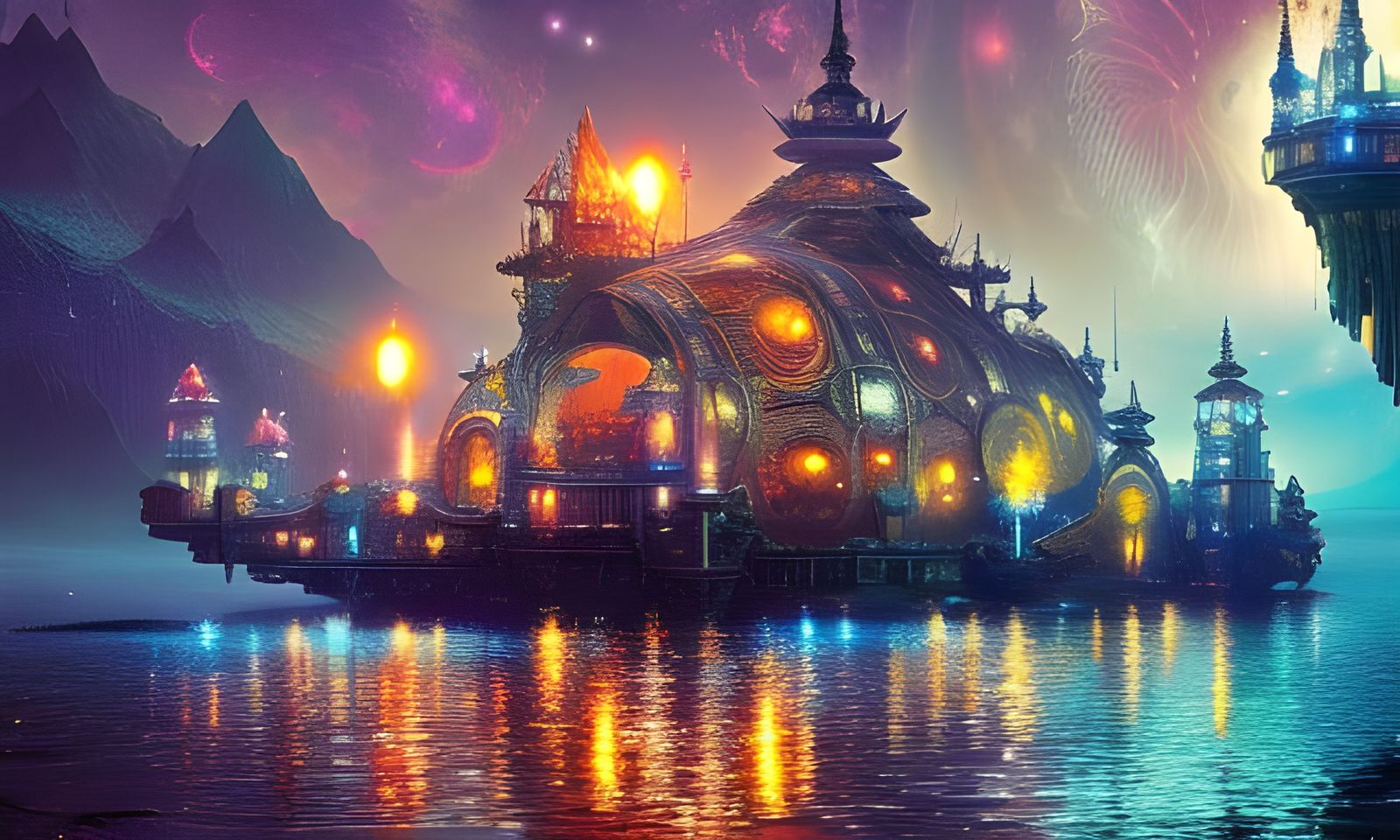 Mushroom Castle Kingdom: Gothic Art Nouveau Fantasy