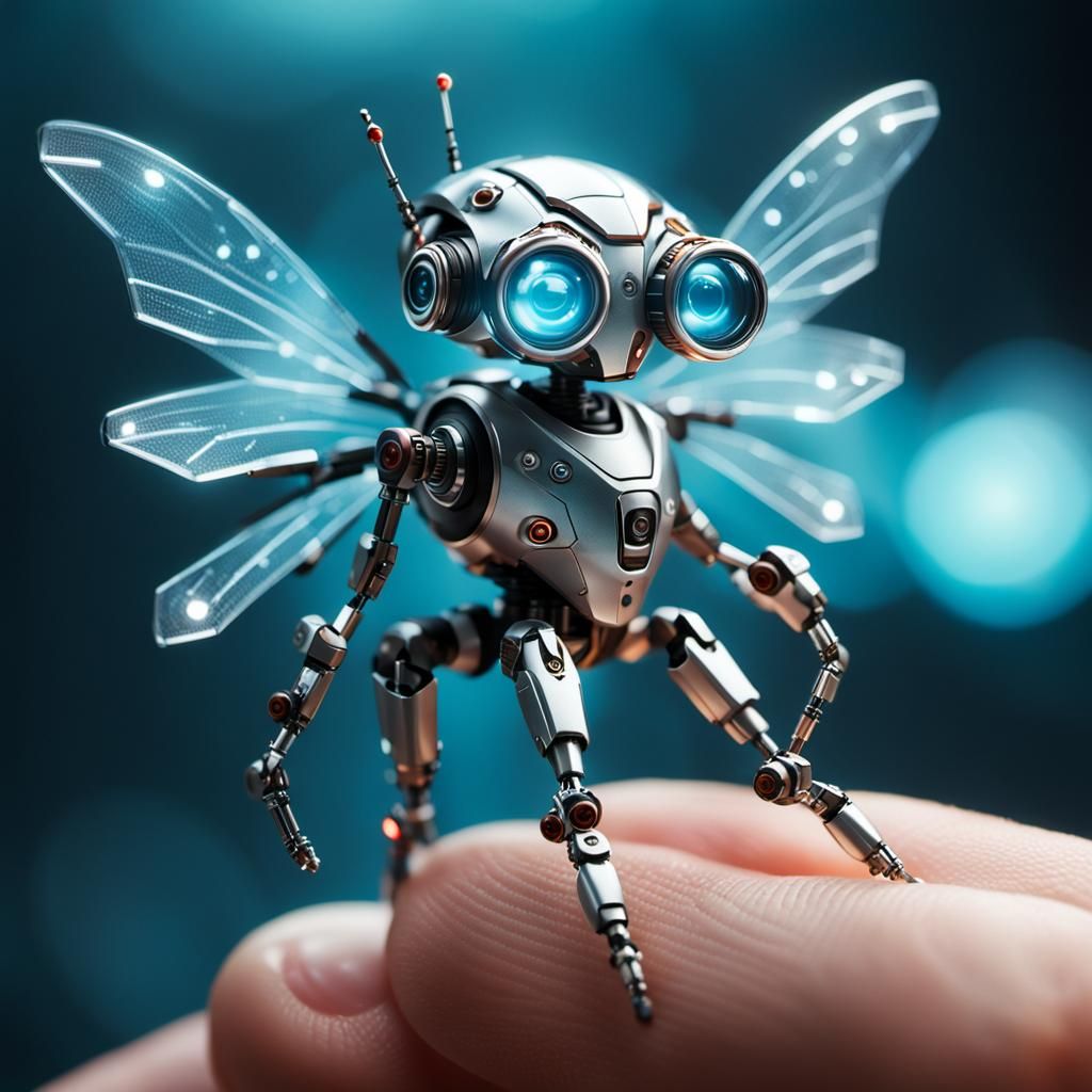 Futuristic Robotic Fairy with Camera Eyes