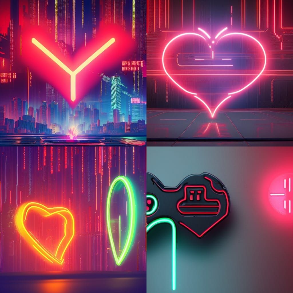 Cyberpunk Heart with Red Glow Effect