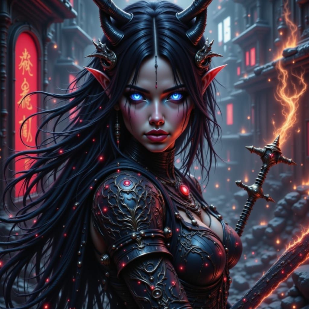 A fierce warrior demon.