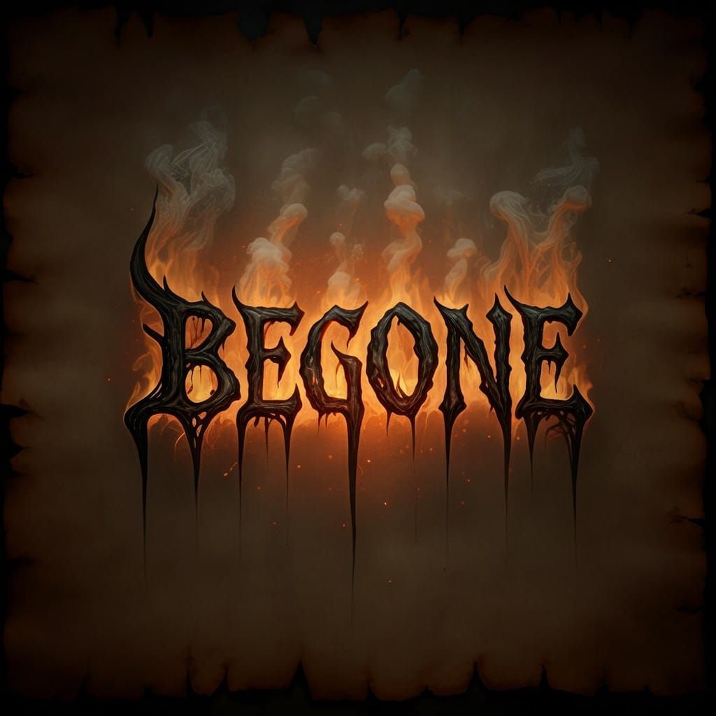 Ethereal Smoke Forms "BEGONE" on Parchment