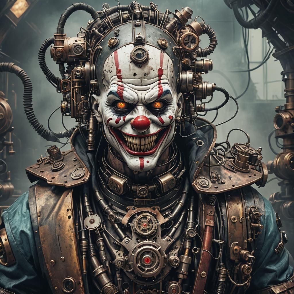 Cyberpunk Clown with Steampunk Engine