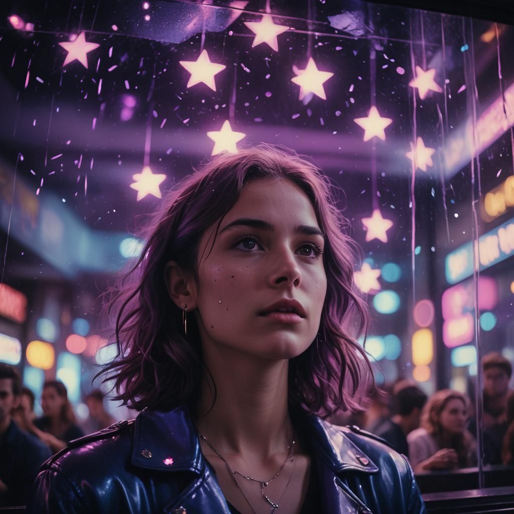 Nightclub Window Star Gazing in Cinematic Style