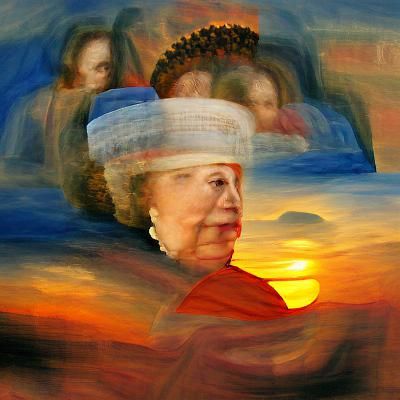 Queen Elizabeth II: Renaissance Sunset Portrait