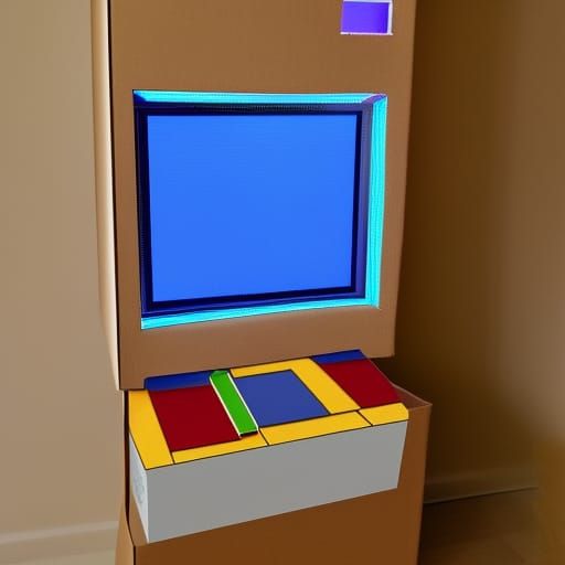 Tetris Game Inside Cardboard Box in Modern Room