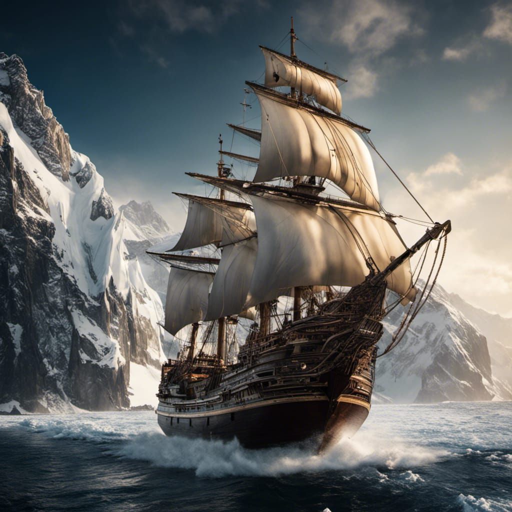 Pirate Penguin Action Shot on Glacier Ship