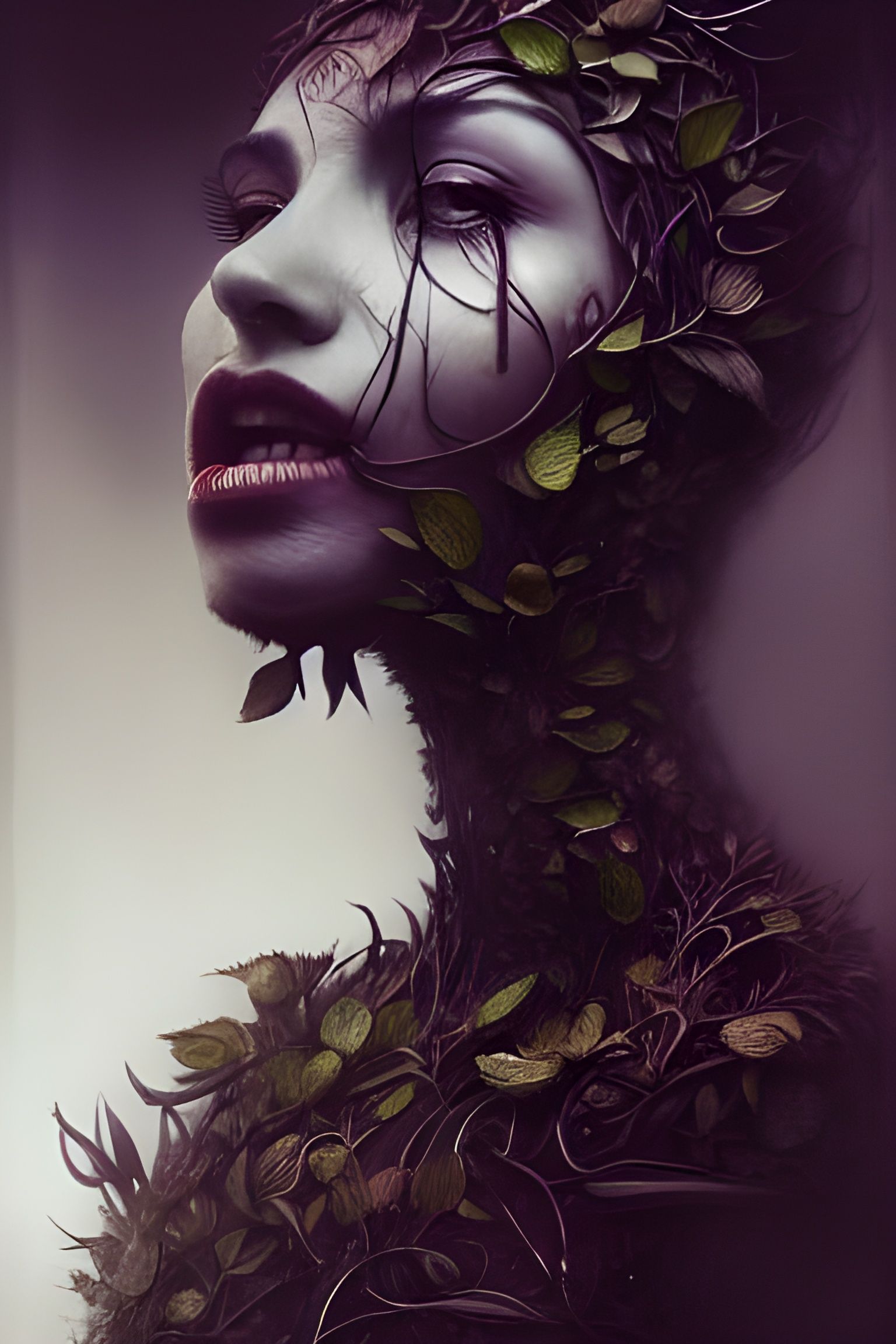 Humanoid Flower Mystic: Digital Illustration in Artgerm Styl...