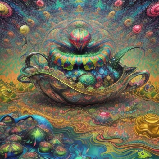 Psychedelic Cornucopia in 3D CGI