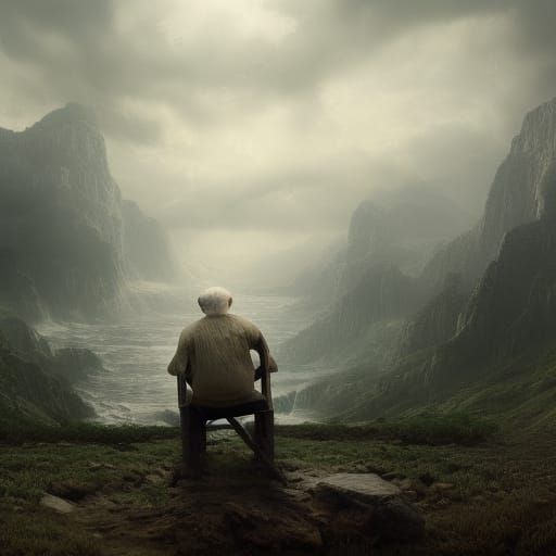 Dramatic Digital Painting of an Old Man