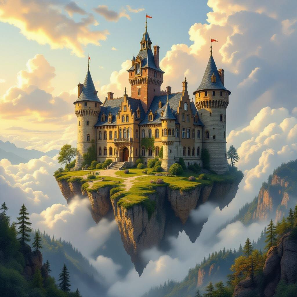 Majestic Castle on Floating Rock