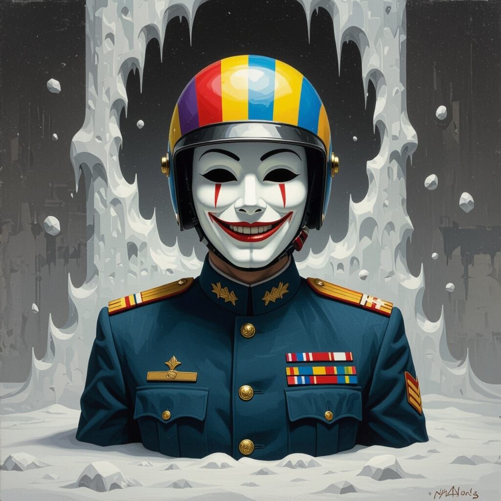 Primitivist Character Portrait with Eerie Smile